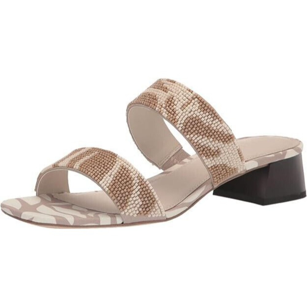 Sanctuary Women's Revive Slide Leather Beaded Sandal Taupe-Creme Size 5